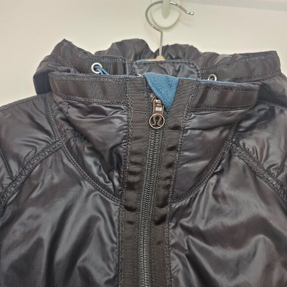 Lululemon Bundle Up & Run Blue & Black Jacket Full Zip Removable Hoodie Size 2 - Picture 3 of 6